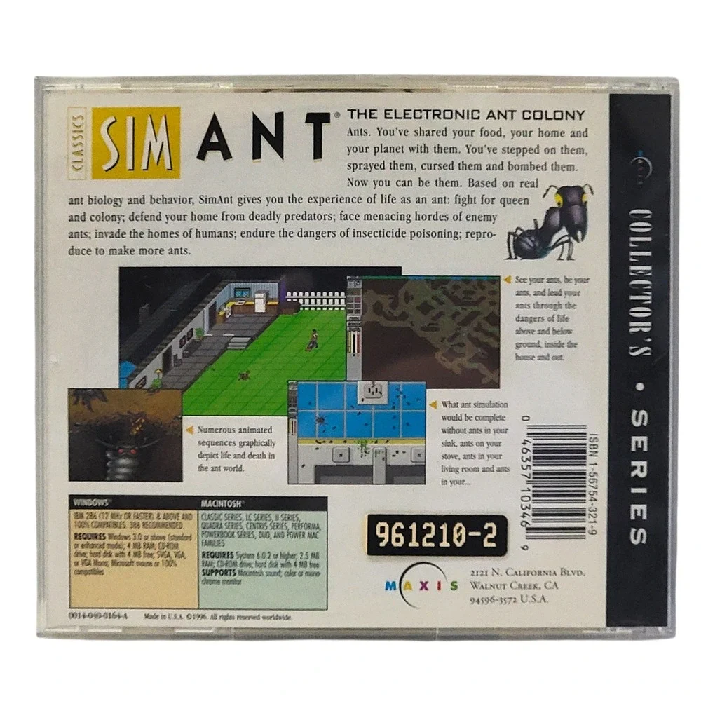 VTG 90s SimAnt Electronic Ant Colony PC Mac Game CD-ROM‎ Maxis Collectors Series